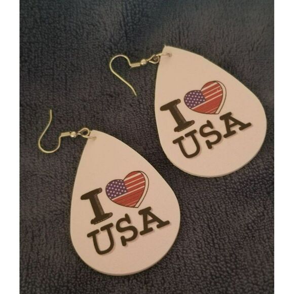 Patriotic Faux Leather Earrings - Picture 1 of 1